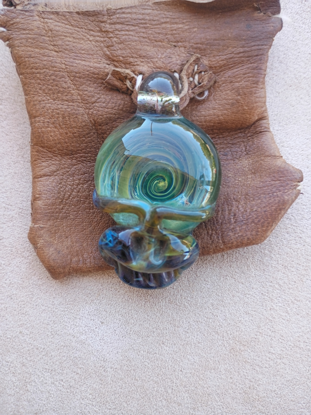 handblown Geateful dead steelie glass pendant